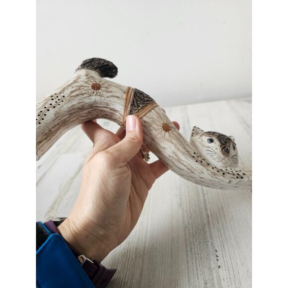 Serrv wooden cat Indonesia statue figurine unique calico decor - Picture 9 of 11